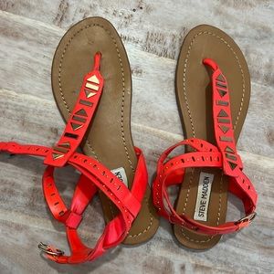 Like new bright neon coral studded Steve Madden sandals